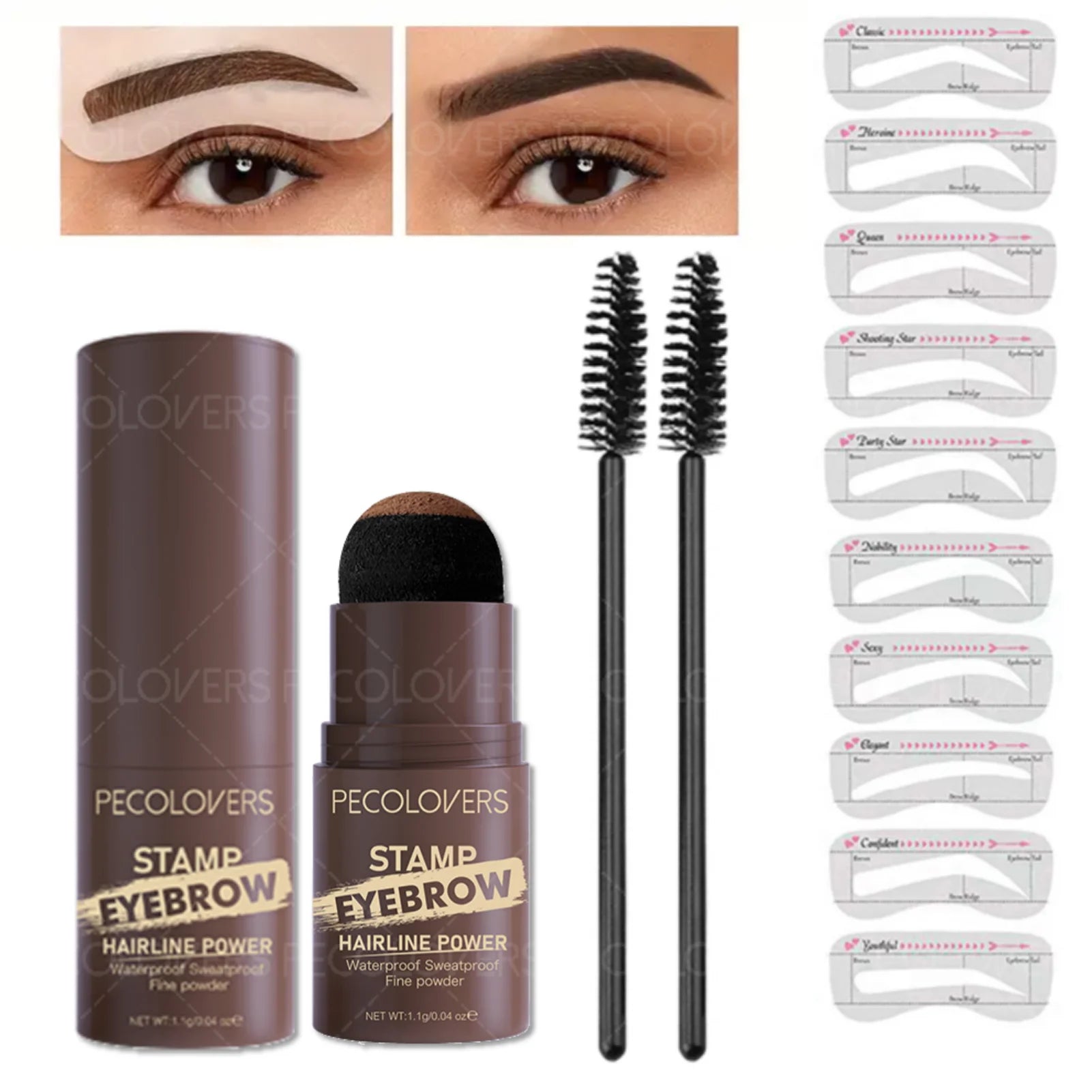 3PCS/Set Waterproof Eyebrow Stamp Kit - Fine Powder, Ideal Christmas Gift for Contouring & Hairline Touch-Ups Zpaxo