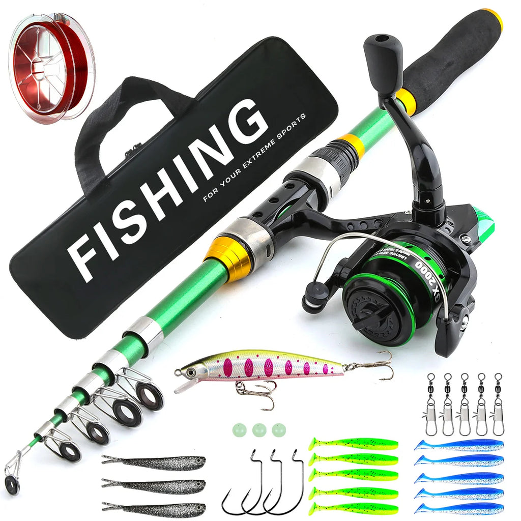 1.8m Carbon Telescopic Fishing Rod & Reel Combo Spinning Set