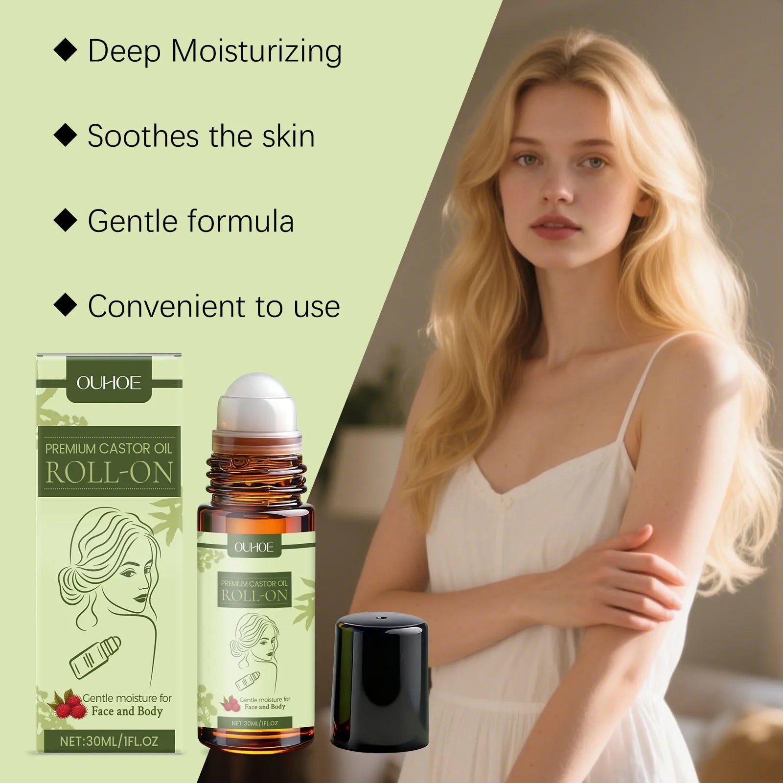 Rollerball Castor Oil For Skin Deep Hydration Moisturizer Dry Skin Remedy Soothing Body Care Long Lasting Nourishment Winter Zpaxo