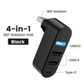 180° Rotatable 4 Port Multi USB 2.0 HUB USB 2.0 Multiple Expander High Speed Splitter Adapter For Laptop PC Computer Accessories Zpaxo Black