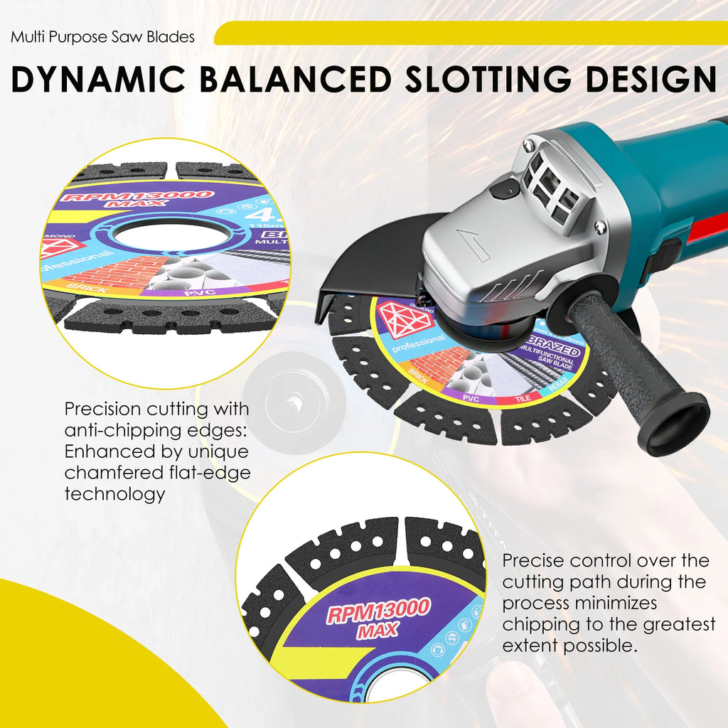 4.5 Inch Diamond Saw Blade Multi Purpose Cutting Disc for Metal Tile Stone Concrete PVC Wood Brazed Angle Grinder Wheels 3PCS Zpaxo