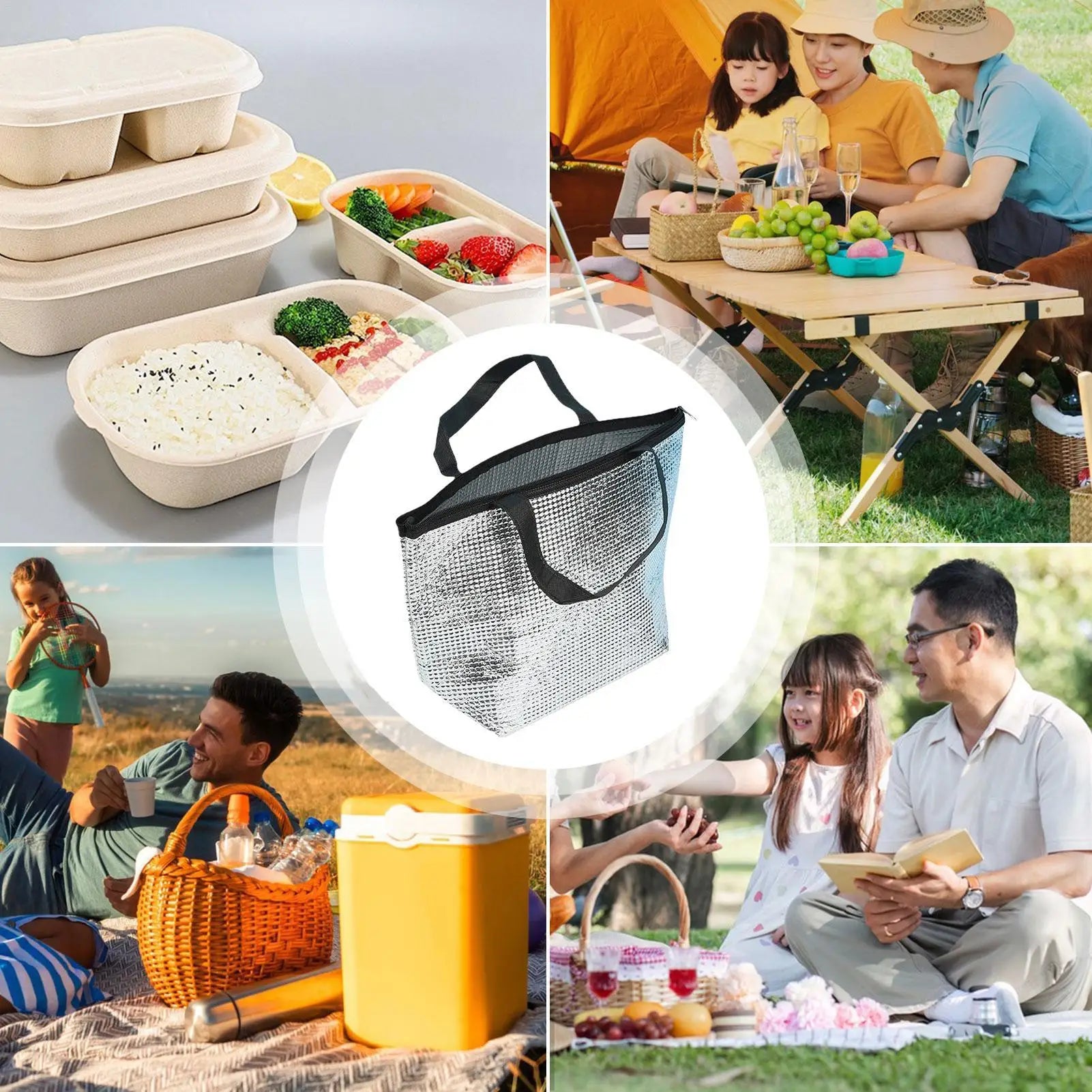 Insulated Food Bag Thermal Lunch Waterproof Aluminum Foil Pouch Beach