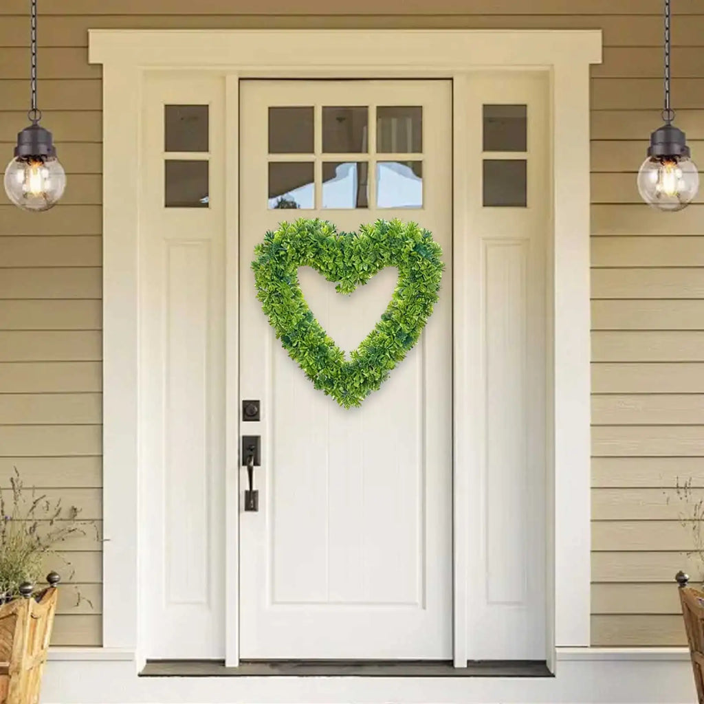 Simulation Artificial Green Leaves Wreath Plastic Greenery Yard Signs