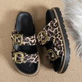Leopard Print Thick Soled Slippers Women 2026 Summer Open Toe Beach