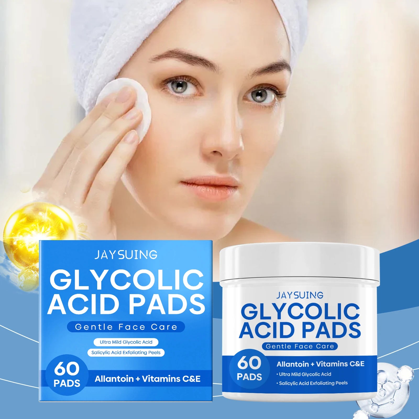 Glycolic Acid Exfoliating Pads - Gentle Peel Pads For Face, Brightening & Smoothing Skin With Salicylic Acid Zpaxo