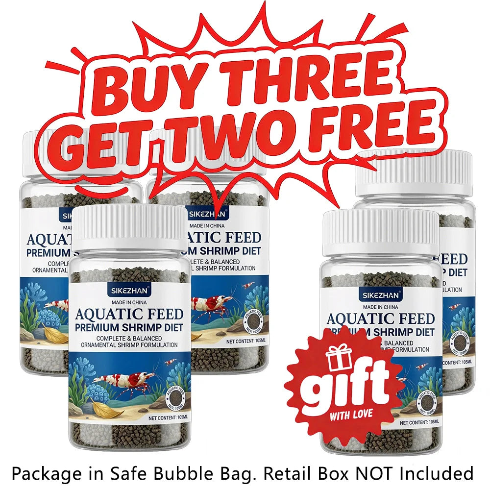 SIKEZHAN Premium Aquatic Feed 105ml - Complete Ornamental Shrimp Diet - Balanced Pellets for Healthy Shell Molting & Growth Zpaxo 5PCS