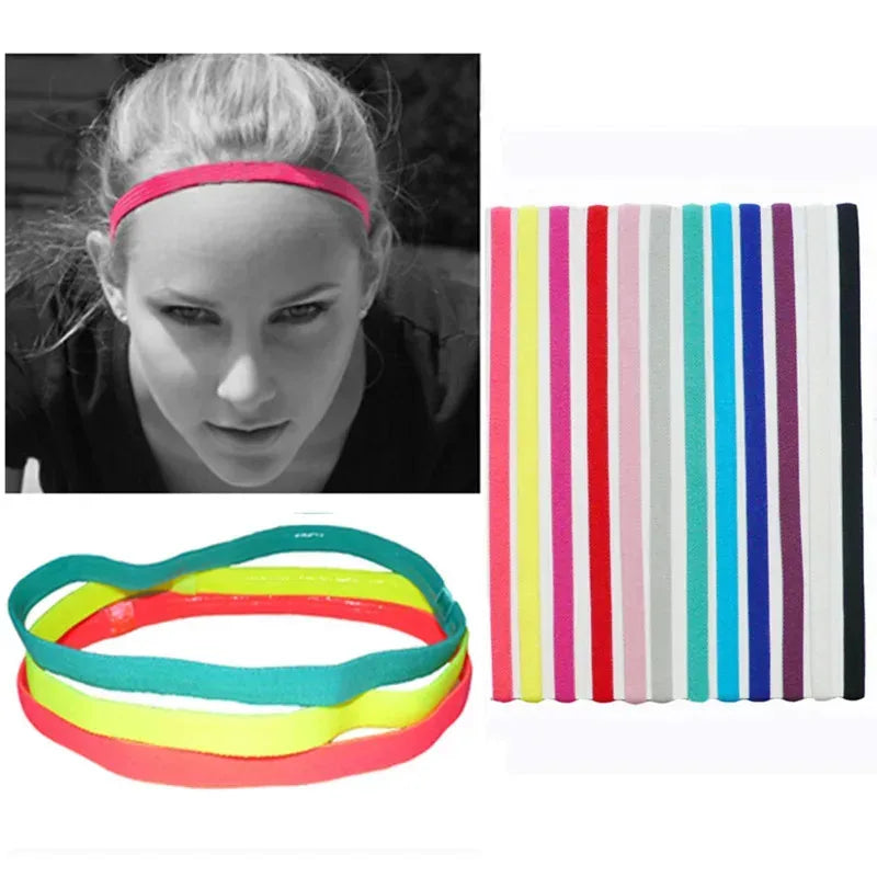 Elastic Sports Headbands 5-Pack – Anti-Slip & Sweat Absorbing