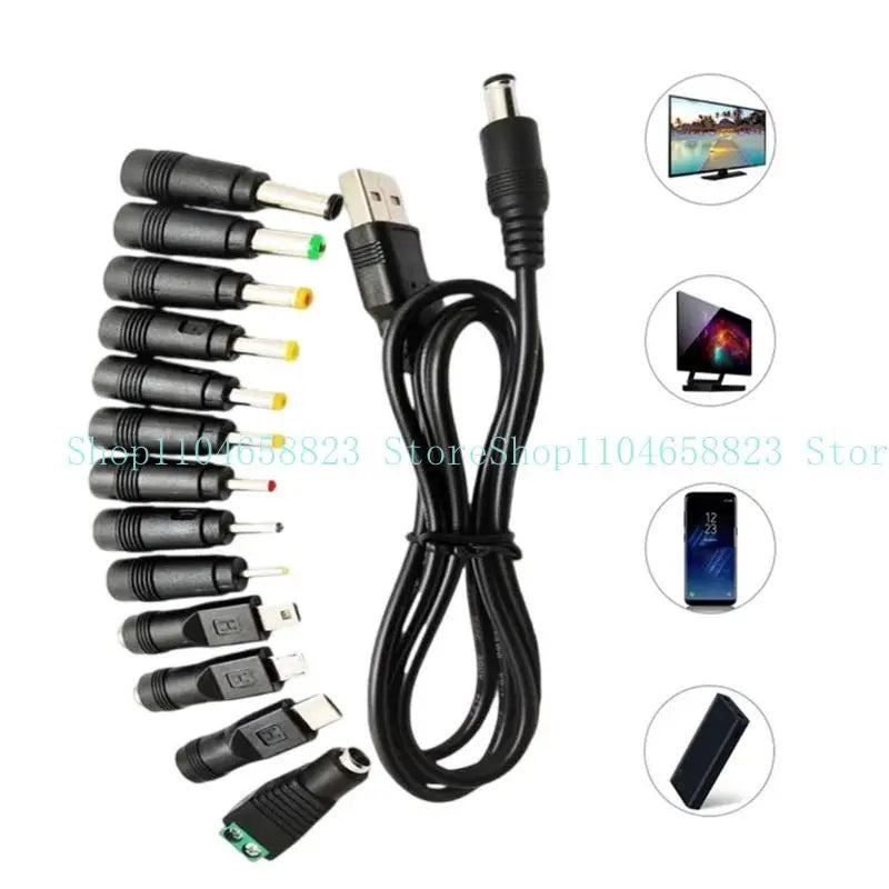 652F USB 5 5x2 Power Adapter Cable Interchangeable Connectors Zpaxo