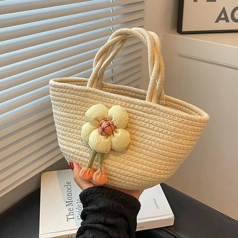 Wickerwork Tote Bag Women Hand Niche Design Casual Woven Rope Handbag Zpaxo