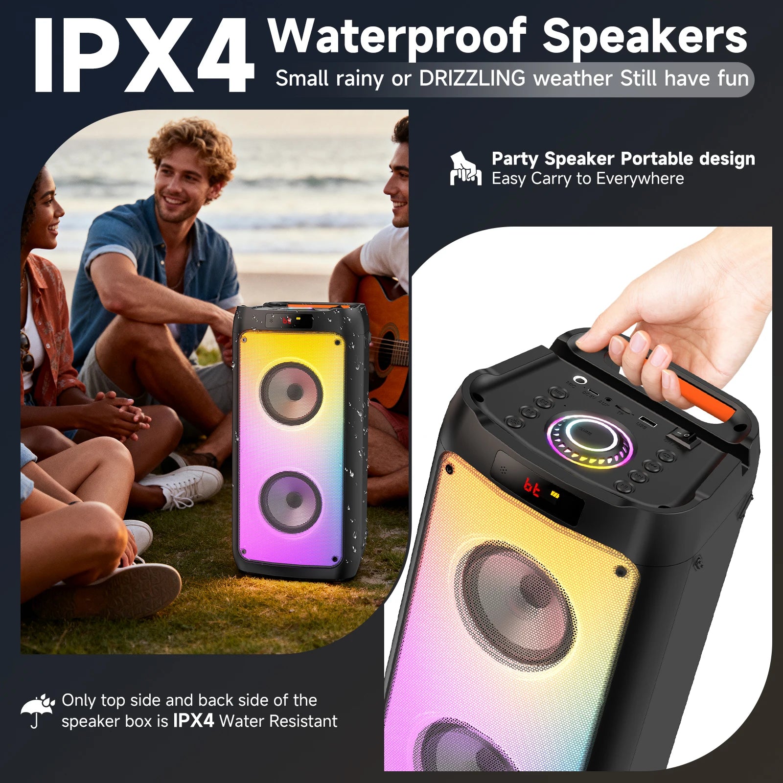 T10-TKaraoke Machine with2Wireless Microphones Portable Bluetooth