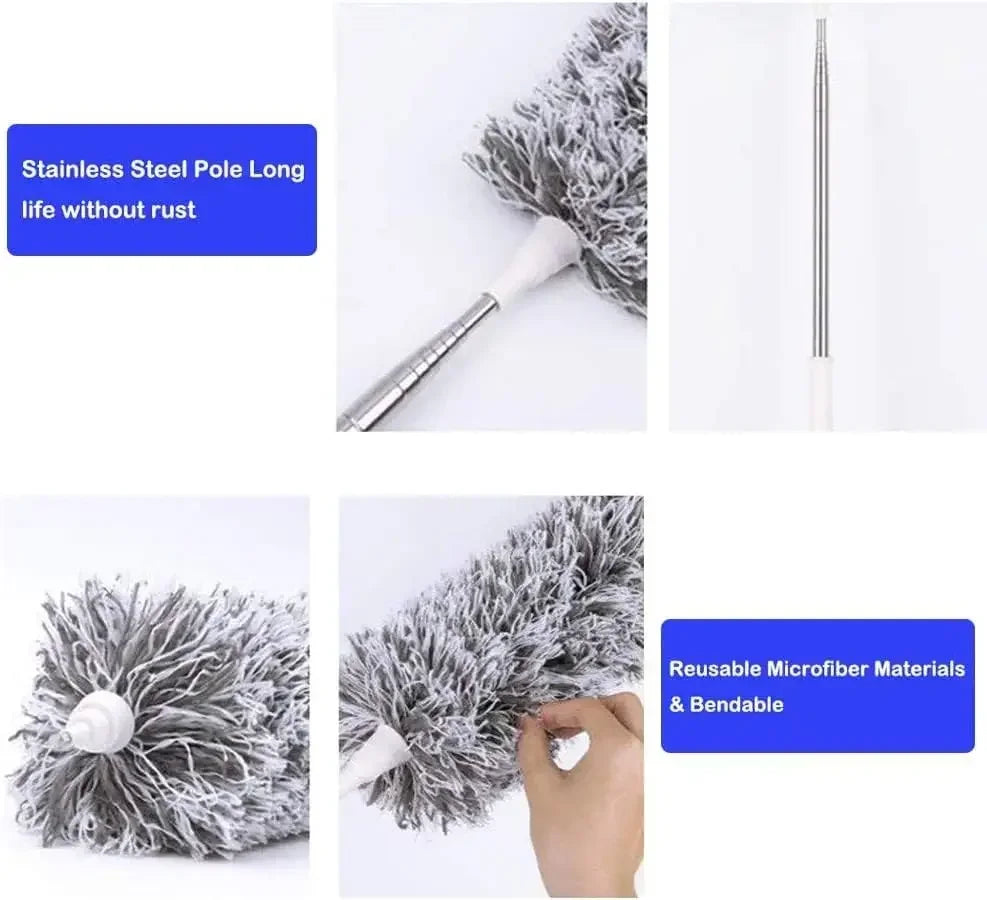 Retractable Microfiber Gap Dust Cleaner Extension Pole Reusable