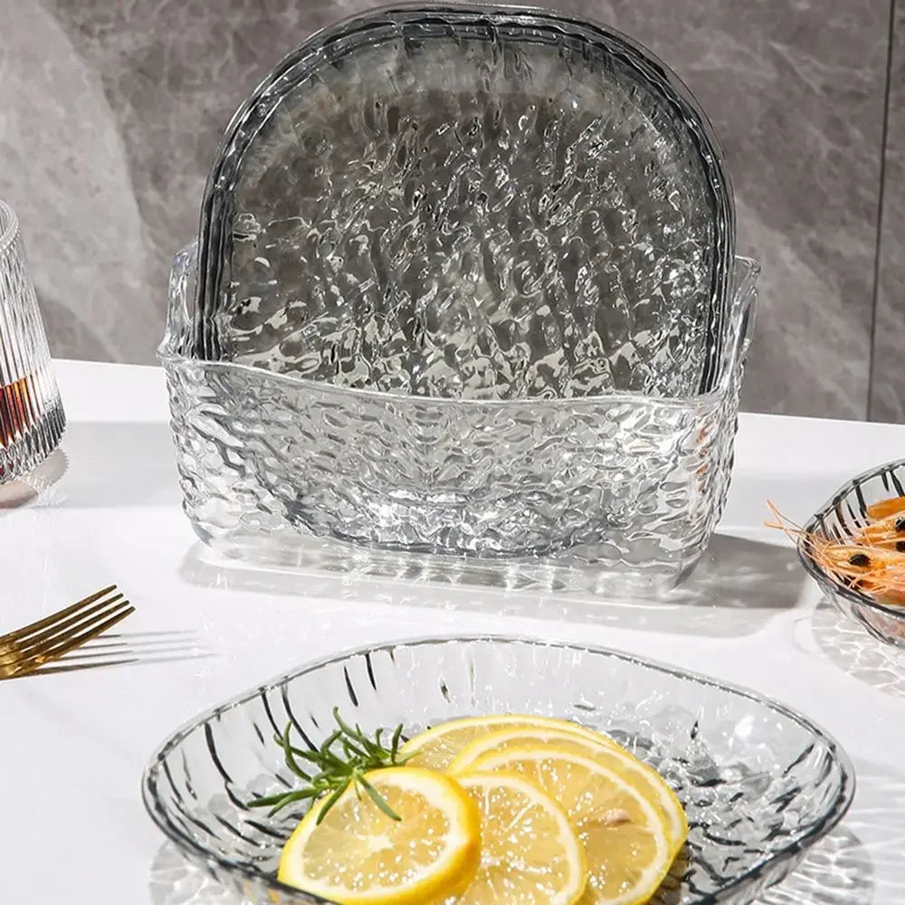 4+ Snack Plate Transparent Stand Glacier Design Fruits Nuts Party