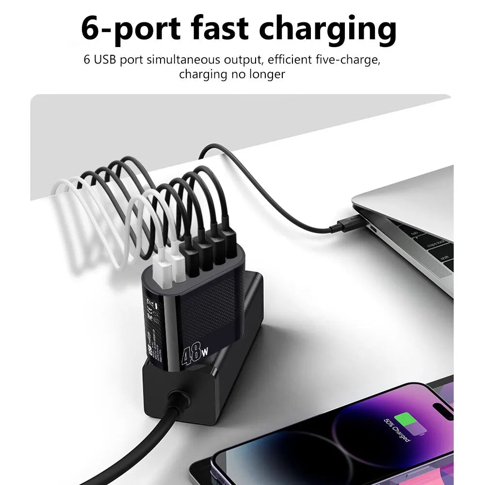 6 USB Charger 48W Speed Fast Charging Quick Charge 3 0 Travel Mobile