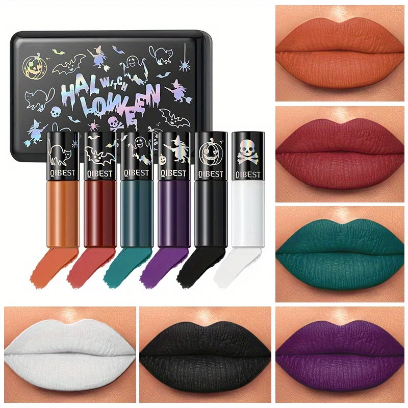 Halloween Matte Lip Glaze Set Lipstick Vampire Velvet Not Fading Lip Makeup Zpaxo