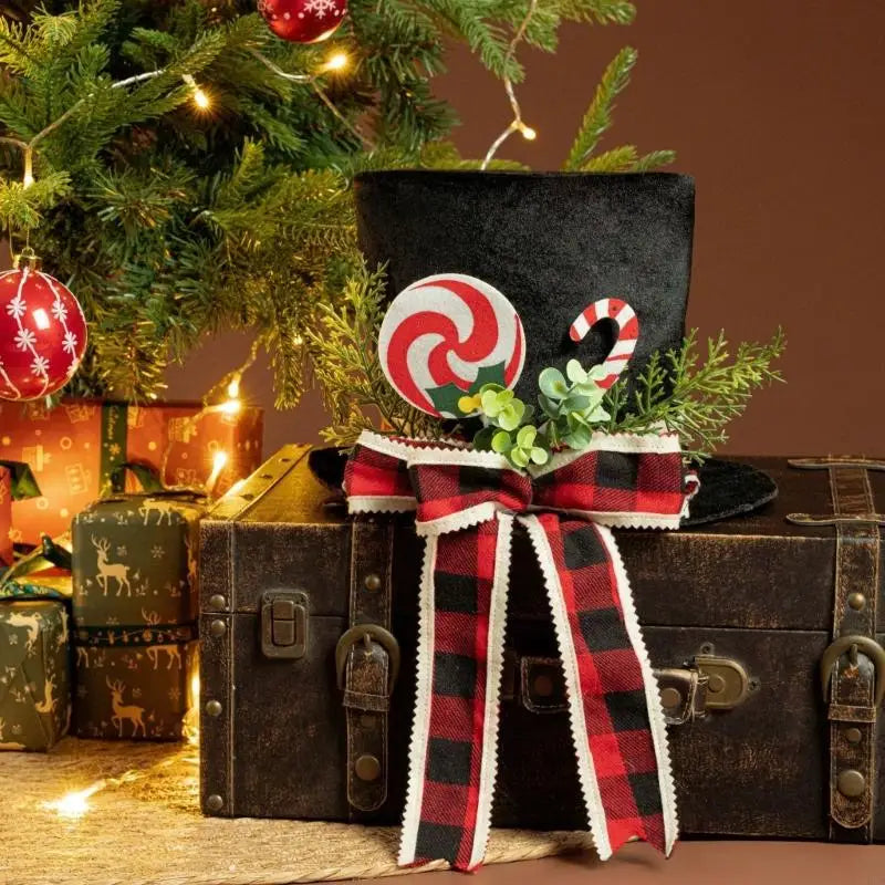 Stylish Black Cloth Christmas Star Ornament Ribbon Bowknot Tree