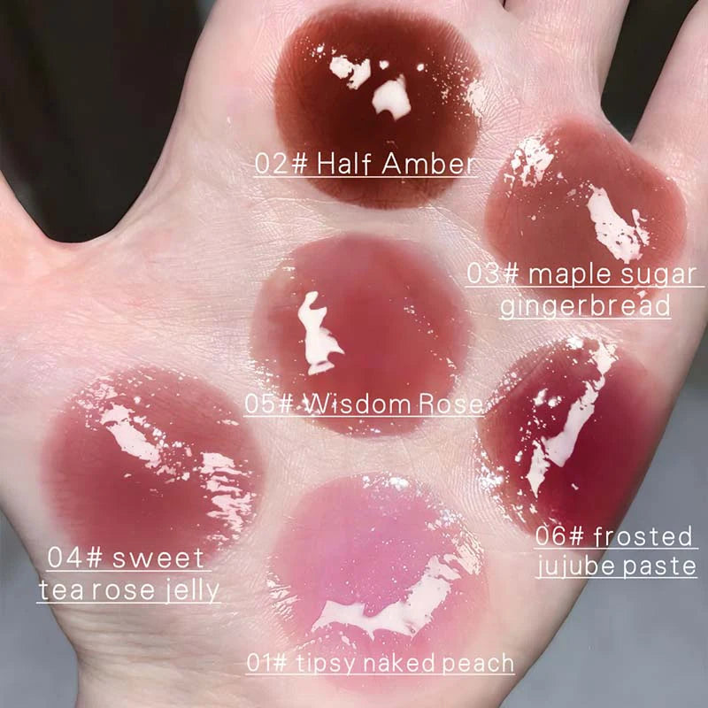 Cappuvini Glass Shine Jelly Lipgloss Hydrating Moisturizing Water Light Mirror Lipstick Non-Stick High Pigment Lip Beauty Makeup Zpaxo