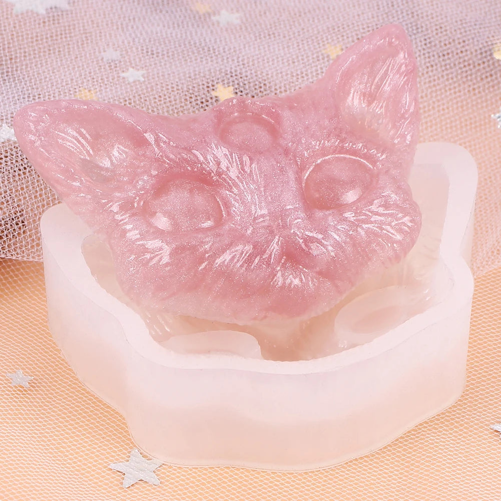 Cat Head Silicone Mold DIY Devil Cat Pendant Jewelry Crafts Making Soap Candle Epoxy Resin Mould Zpaxo