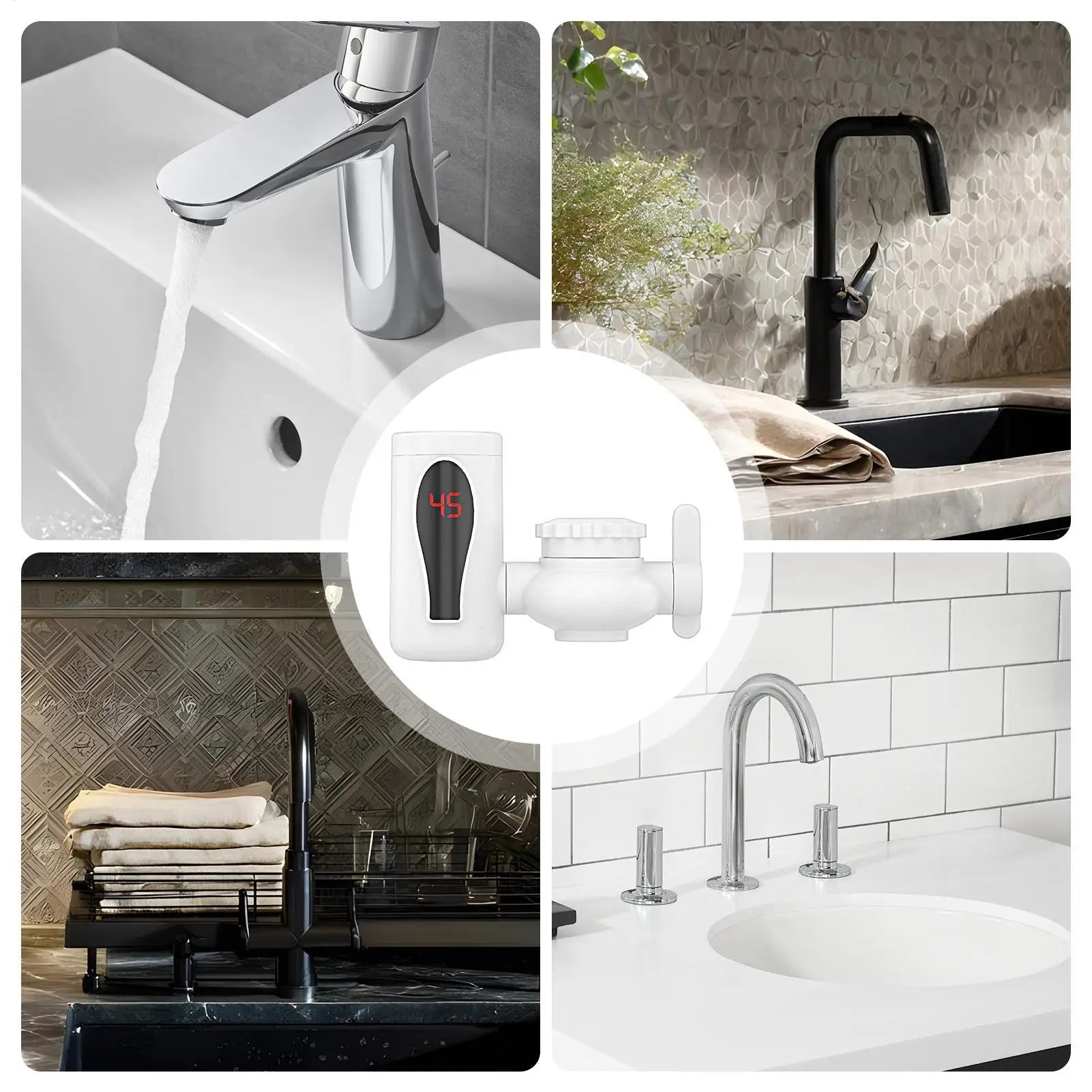 Instant Water Faucet Tankless Heater Rotatable LED Digital Display