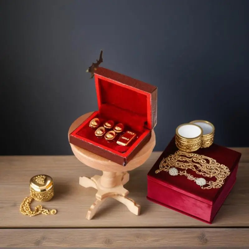 Classic Miniaturized Wooden Jewelry Case Model Toys Doll House Zpaxo