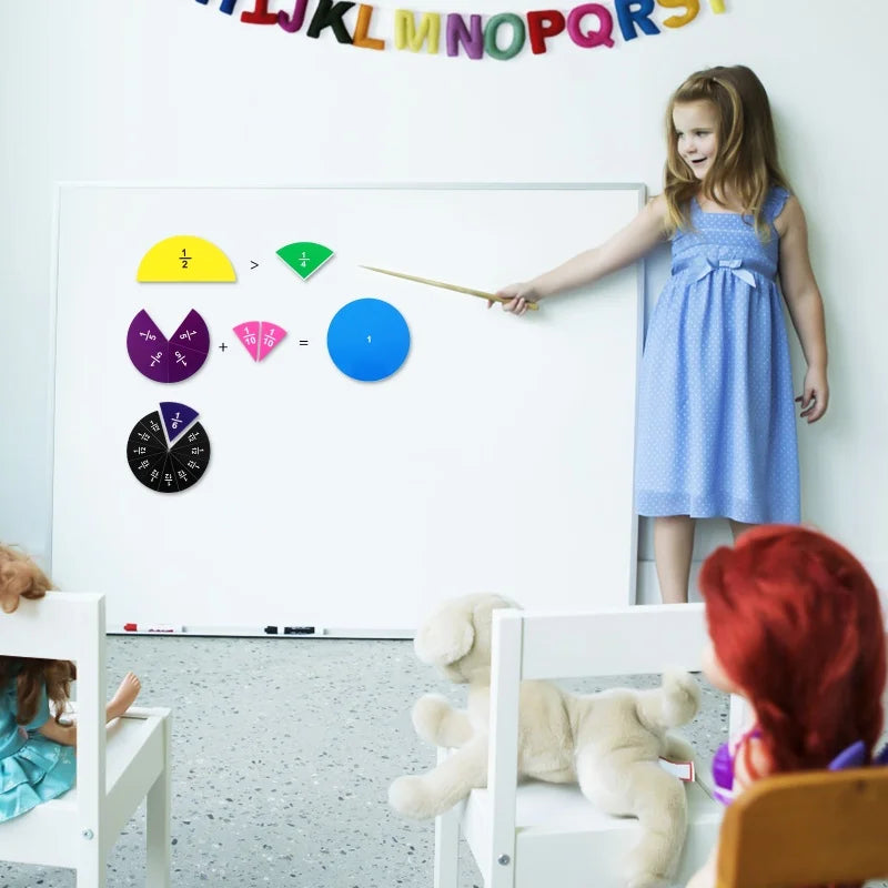 51Pcs Magnetic Fraction Tiles Circles Math Disc Toy Manipulatives Vibrant Colors Premium Teaching Aids Fractions Rulers Tools Zpaxo