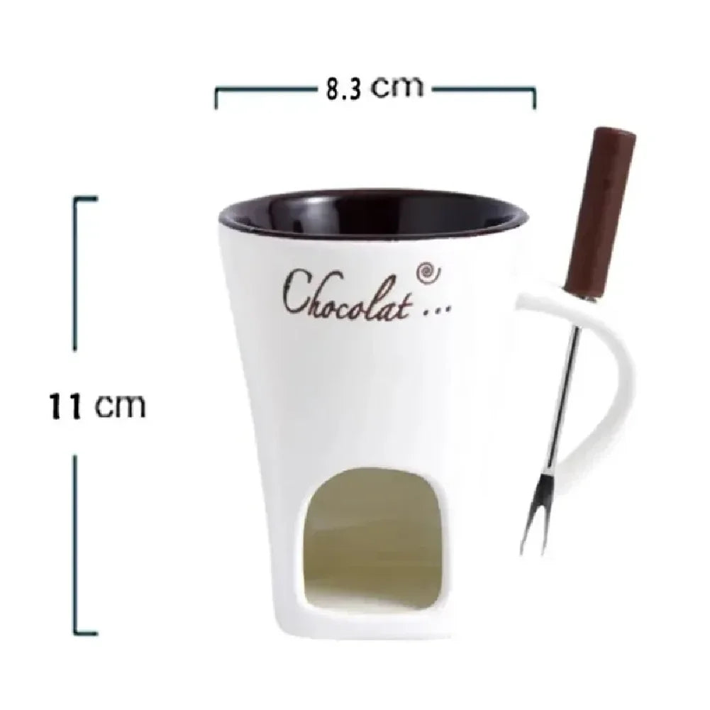 European Style Candle Cup Cheese Chocolate Ice Cream Candle Heated Melted Ceramic Cup Home Kitchen with Fork Creative Coffee Cup Zpaxo