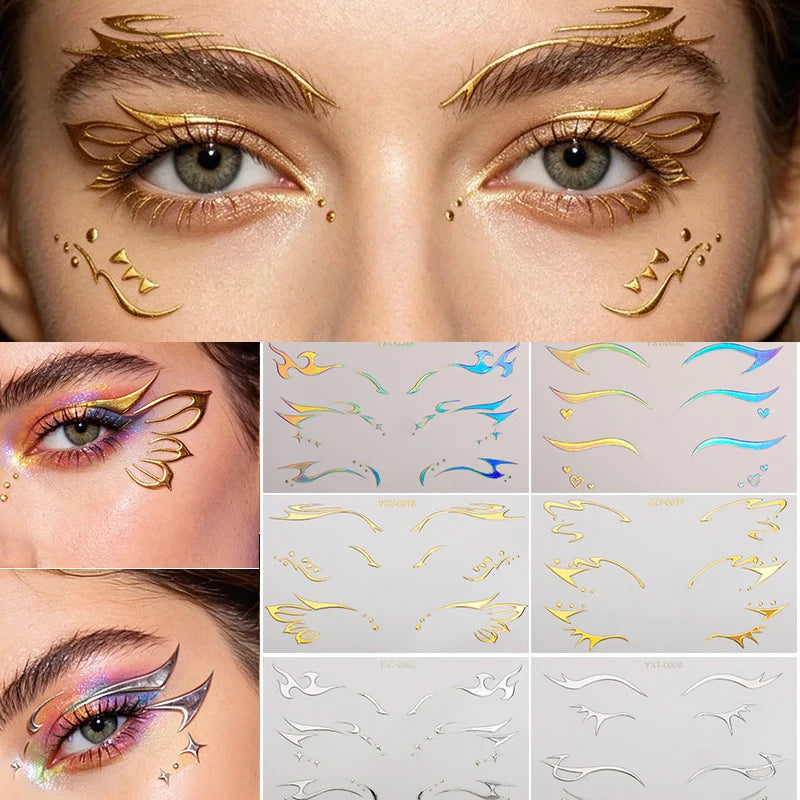 Colorful Eyes Makeup Stickers Laser Eyeliner Eyebrows Face Art