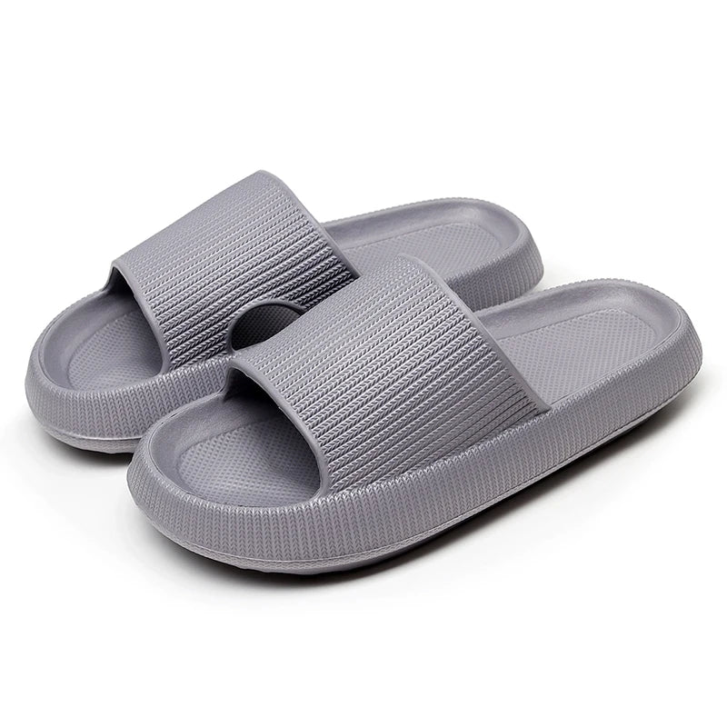 Women Thick Sole Home Slippers Heel Ladies Platform Flat Shoes Zpaxo GRAY 38-39