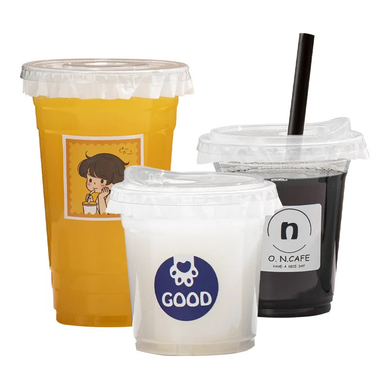 10pcs Disposable packaged internet-famous Dudu cup cold drink plastic cup, coffee coconut milk latte, milk tea, PET beverage cup Zpaxo
