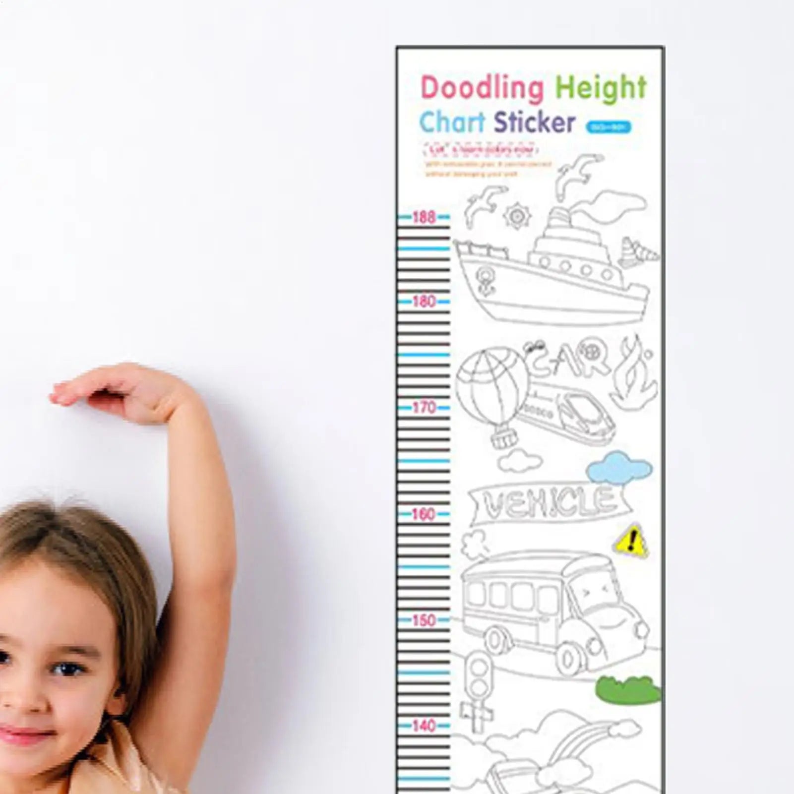 Height Chart For Kids Doodling Height Ruler Decorative Growth Wall Sticker For Nursery Kids Bedroom Classroom Playroom Zpaxo