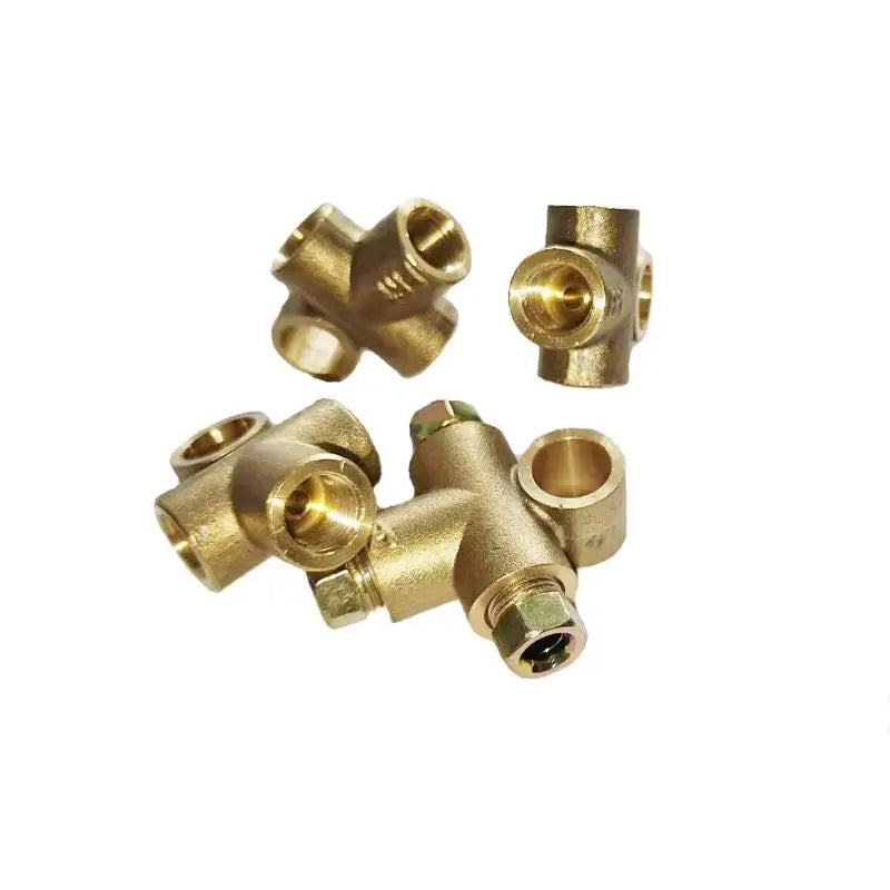 3-Way Brass Brake Tee Connector – M10 x 1mm, 3/16" Pipe