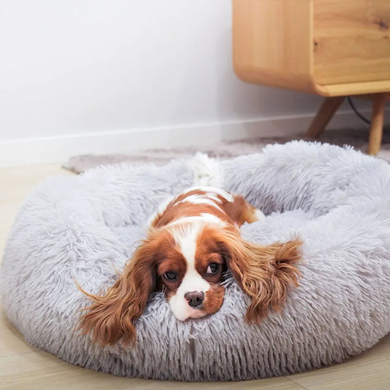 Soft Plush Donut Shaped Pet Bed Washable Comfortable Round Dog Cat
