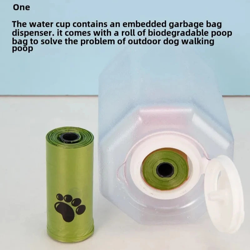 1 Dog Water Bottle Poop Bag Dispenser Portable Pet Feeder Cat Bowl Zpaxo