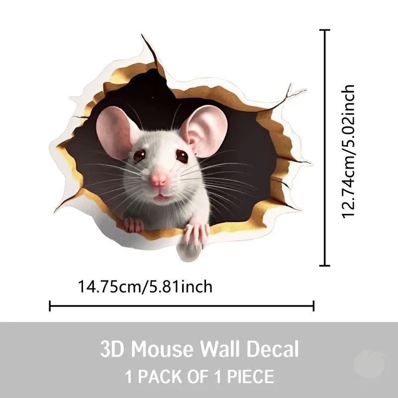 3D Personalised Mouse Sticker Reading Theme White Flower Adorable