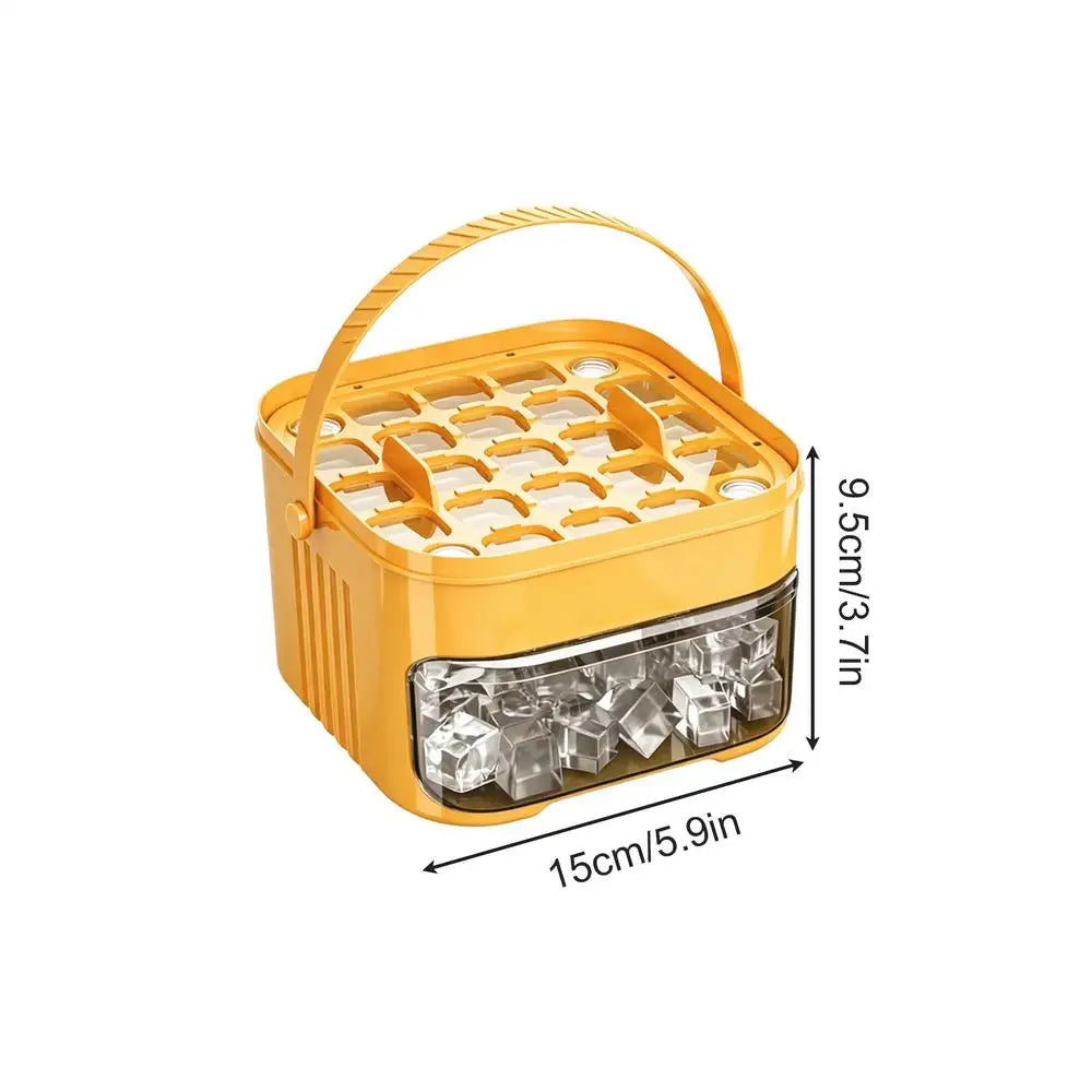 Double Layer Ice Cube Tray with Lid & Bin – 50 Cavity Ice Cube Tray Zpaxo Yellow