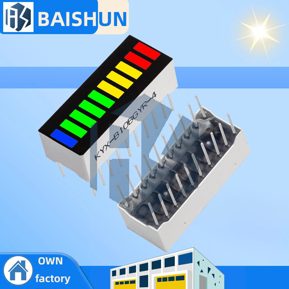 10 grid digital segment LED light bar super bright 2 red+3 yellow+4 green+1 blue light flat tube B10BRYGB Zpaxo Default Title