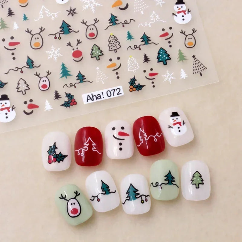 Winter Christmas Santa Claus Nail Stickers Snowman Snowflake