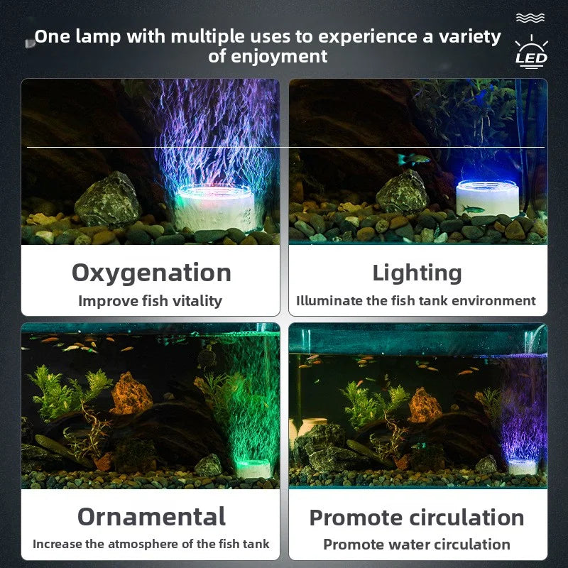 Aquarium LED Oxygen Pump Light – Color Changing Fish Tank Lamp Aquarium LED Lamp Zpaxo