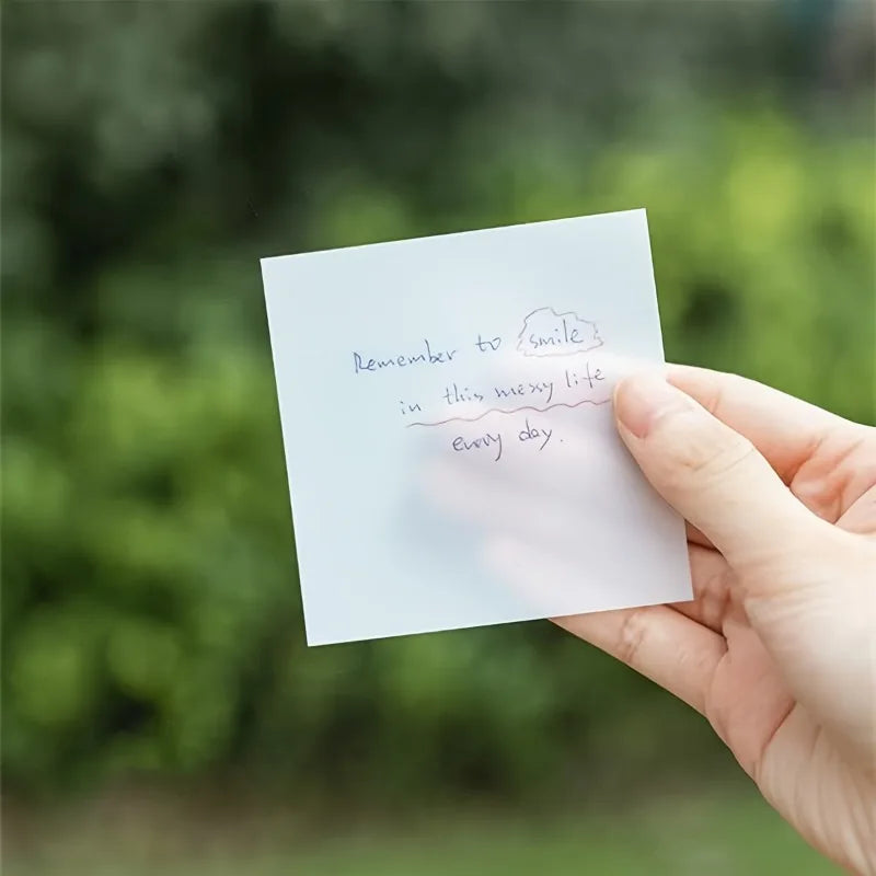 100 Transparent Waterproof Sticky Notes 3x3 Inch Self-adhesive
