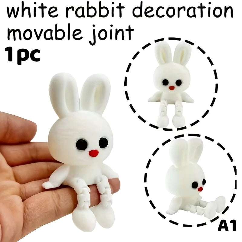 3D Printed Rabbit Ornament With Movable Joint Posable Doll Figure Fox Bear Hippo Statue Desktop Decor Holiday Gift Easter Decor Zpaxo A1