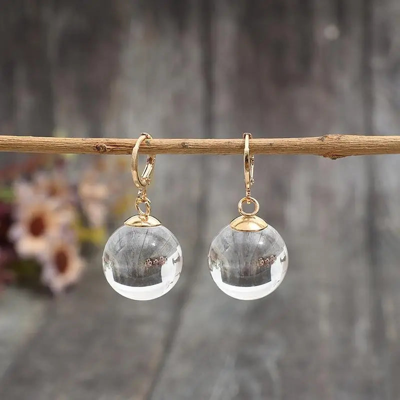 Spherical Glass Dangle Earrings – Women's Fashion Drop Earrings