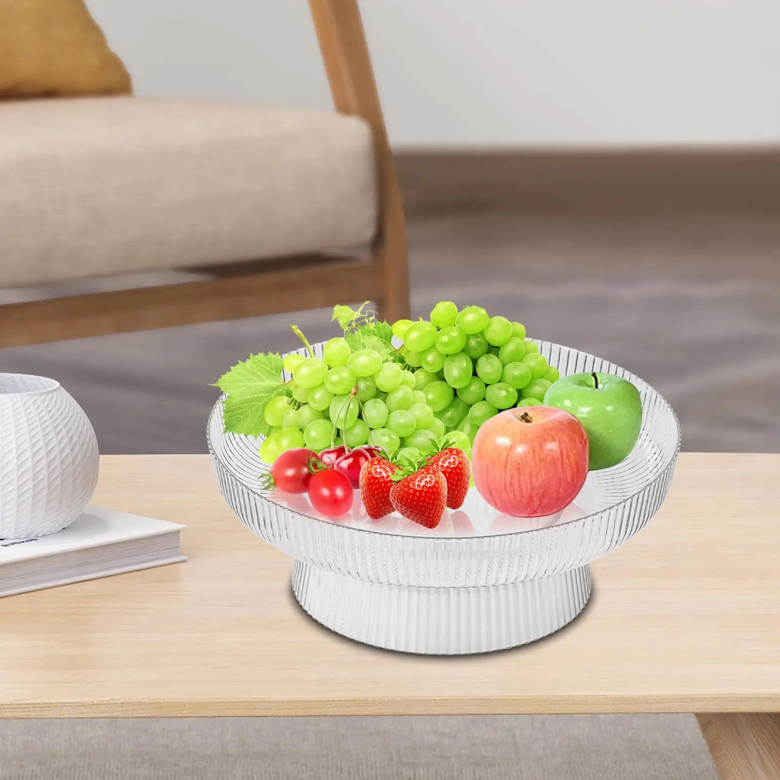 Pedestal Fruit Bowl – Decorative Basket & Dessert Display Stand Decorative Fruit Bowl Zpaxo Clear