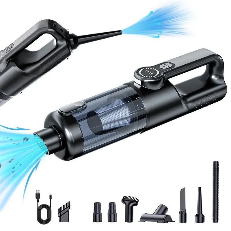 Car Vacuum Cleaner Wireless One-button Dust Dump High-power Portable Zpaxo Black and gray
