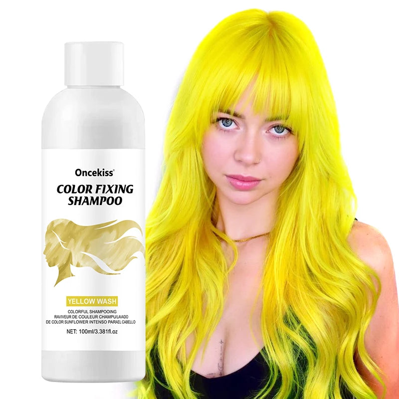 Semi-permanent Hair Color Dye Shampoo,Unisex Color Protecting And Fixing Shampoo Instant Hair Color Long-lasting Shine Hair Care Zpaxo YELLOW