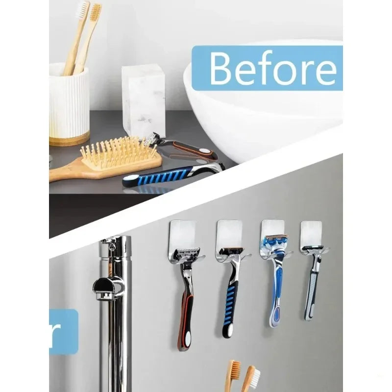 2-Pack Stainless Steel Razor Holder Stand & Bathroom Organizer