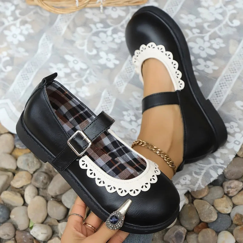 2026 Spring Autumn Women's Round Closed Toe Comfortable Vintage Zpaxo black 38
