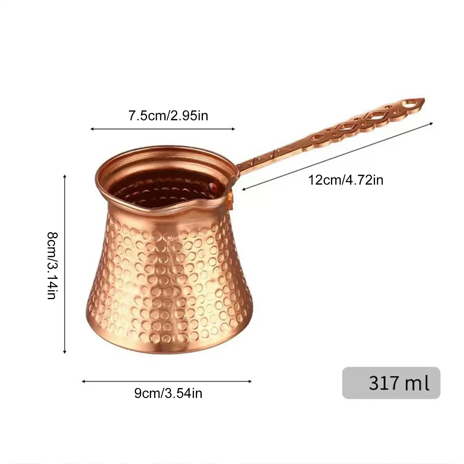 Turkish Coffee Pot Hand Hammered Copper Drip Retro Milk Easy Use Cup
