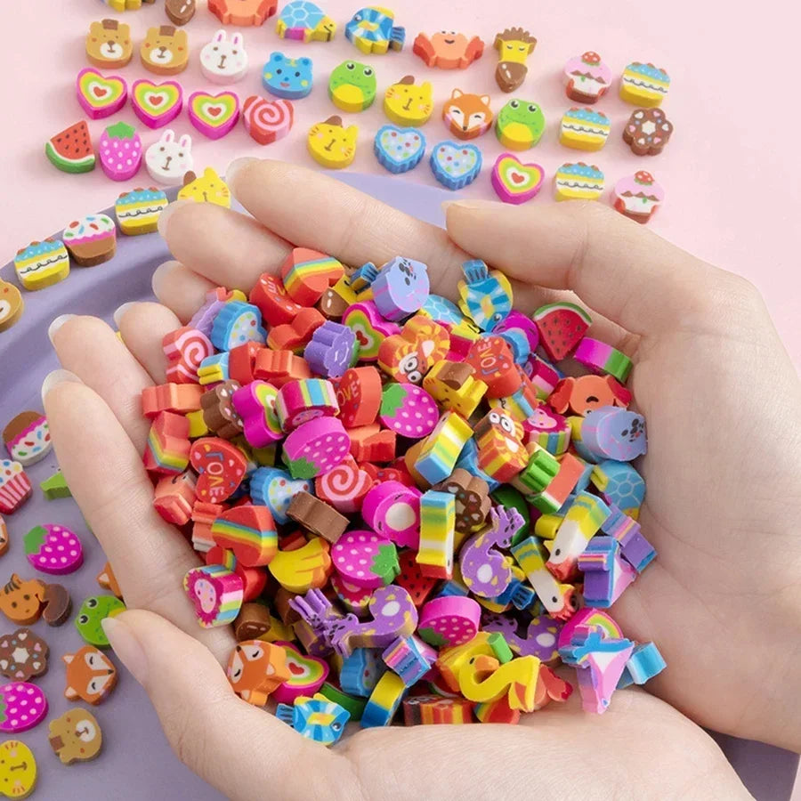 20 50 Mini Erasers Fruit Animal Number Cake Heart Designs School Zpaxo