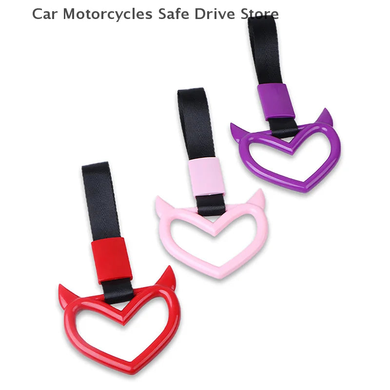 CMColorful Car Tow Strap Ring Heart Train Bus Handle Hand Styling
