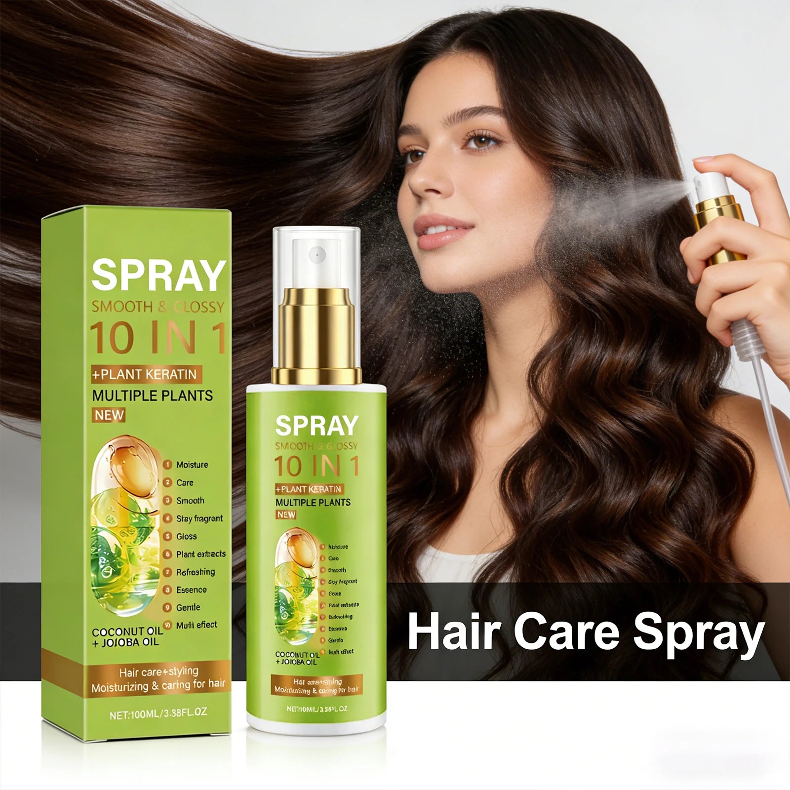 Natural Hair Care Spray Volumizing Smooth Shiny Moisturizing Anti-Frizz Hair Spray for Damaged Hair Easy Styling Conditioner Zpaxo