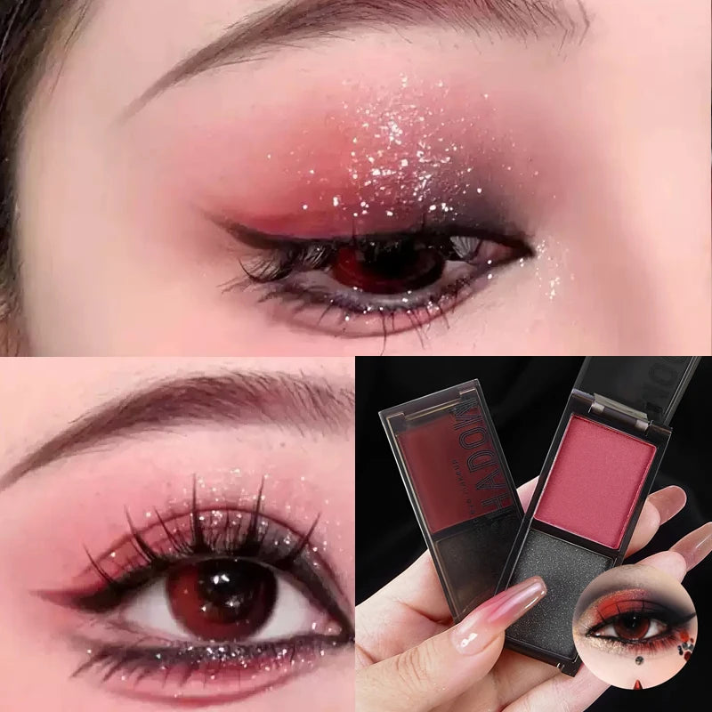Two-color Black Red Eyeshadow Palette Multifunctional Makeup Silky
